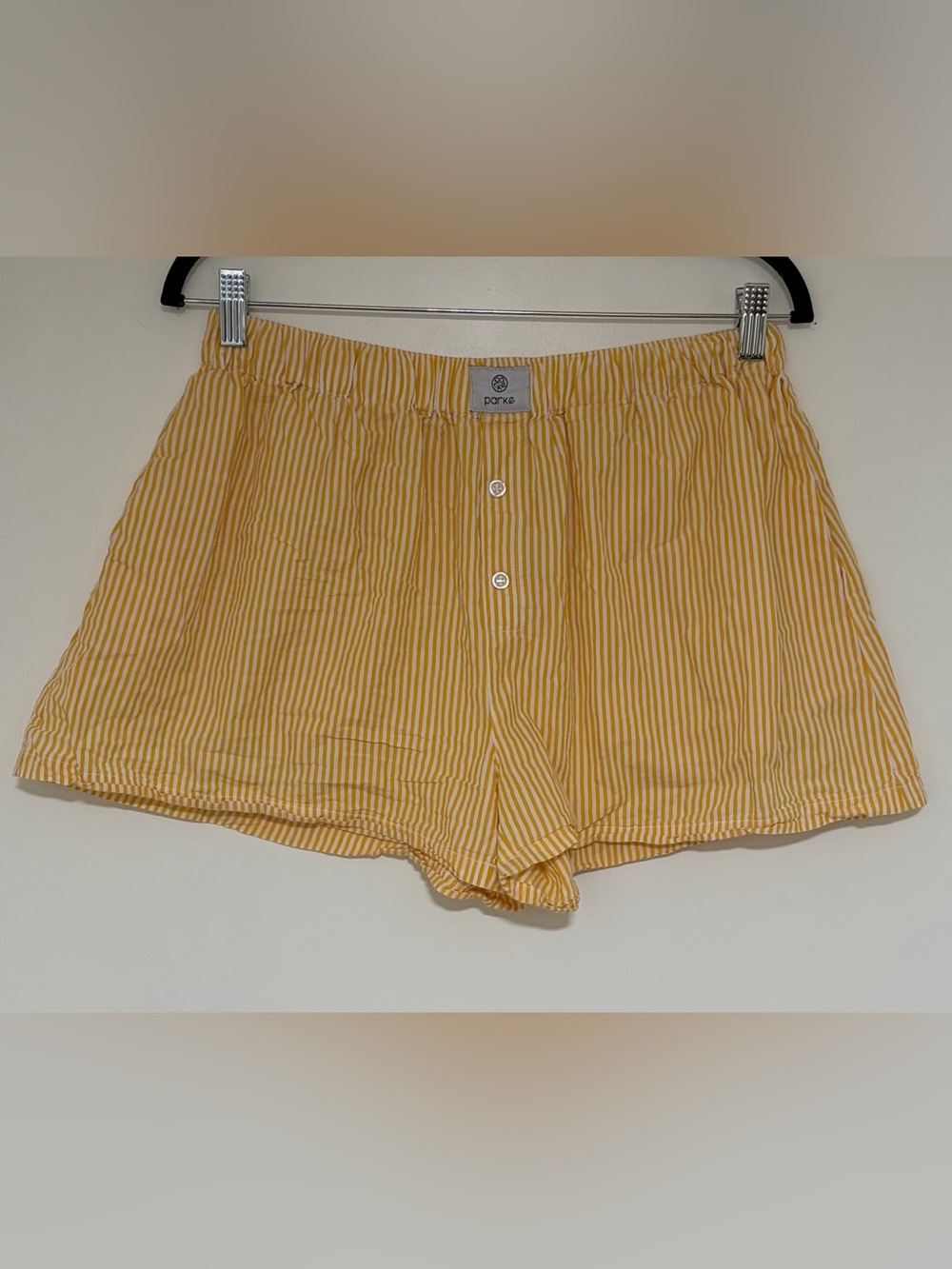 Parke Women’s Butter Yellow Striped Boxer Shorts Size XL